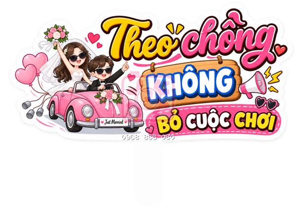 Hashtag Theo chồng không bỏ cuộc chơi – Bảng tên đám cưới