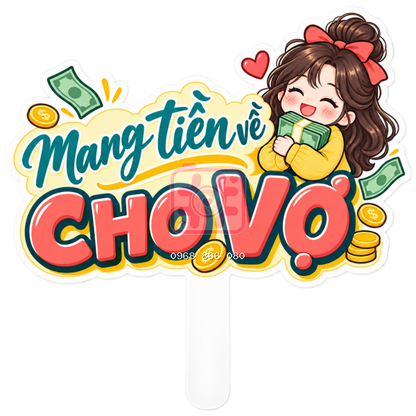 Hashtag Mang tiền về cho vợ – Bảng tên đám cưới