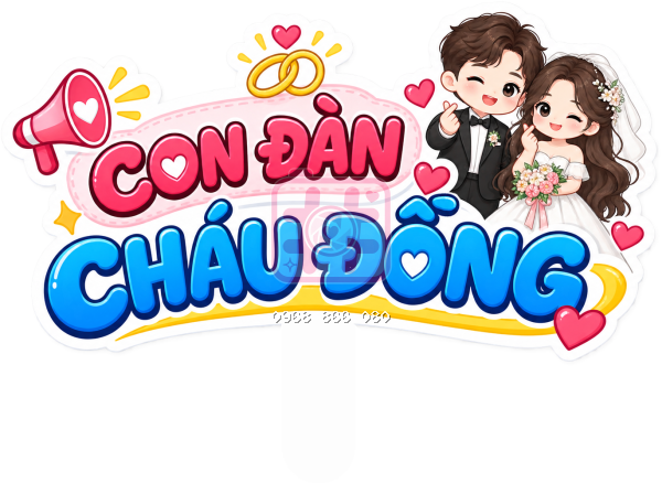 Hashtag Con đàn cháu đống – Bảng tên đám cưới