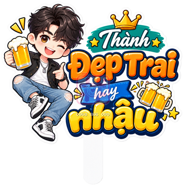 Hashtag Đẹp trai hay nhậu – Bảng tên đám cưới